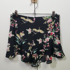 Zara Shorts Womens Size S Nlack Floral Ruffle